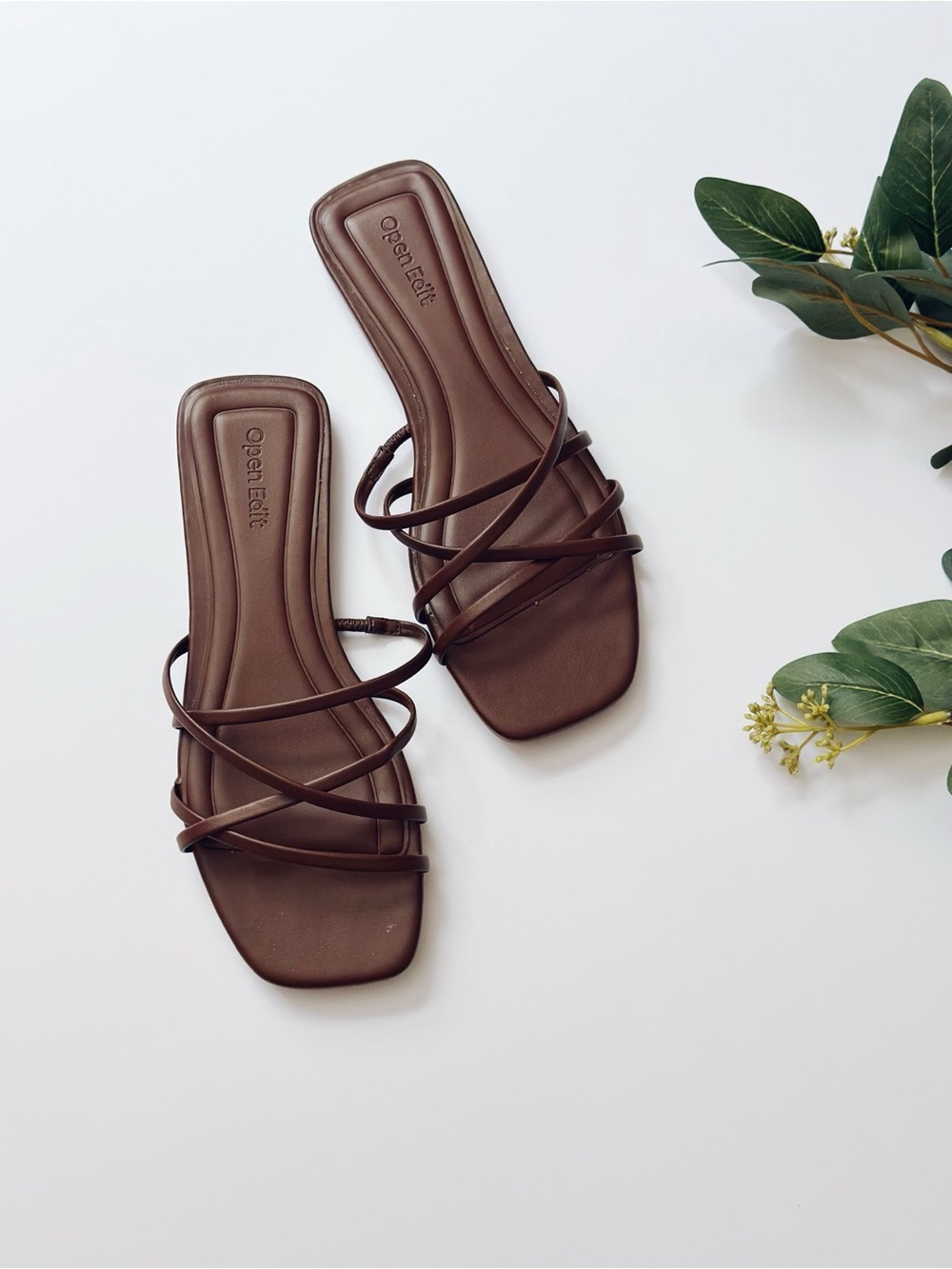 Open Edit Korva Slide Sandal In Brown - Picture 3 of 6